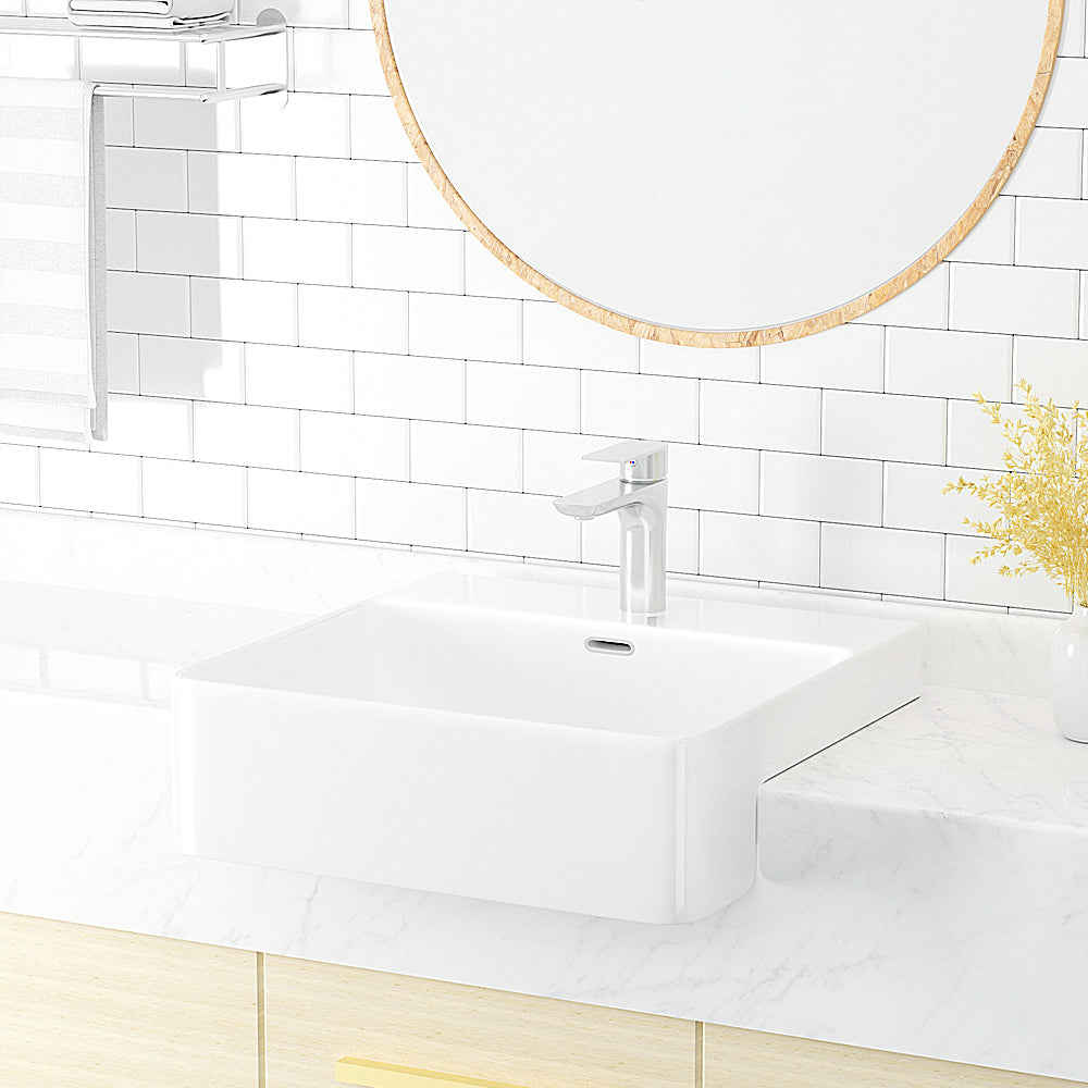 Luana Interiors - Semi Recessed Basin One Tap Hole with Over Flow (420x420x130) - Image 2