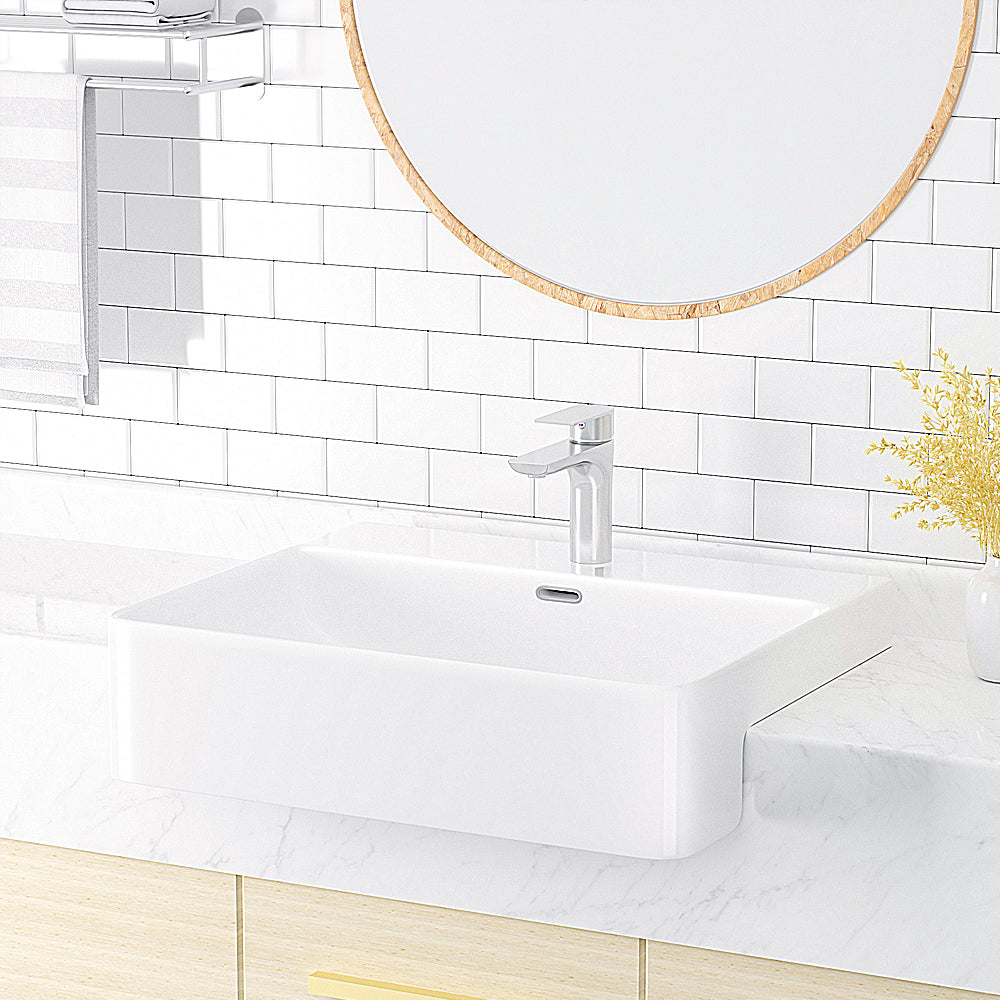 Luana Interiors - Semi Recessed Basin One Tap Hole with Over Flow (500x420x130) - Image 2