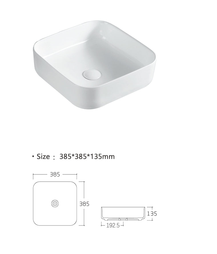 Luana Interiors - Counter Top Basin (385mm*385mm*135mm) - Image 5