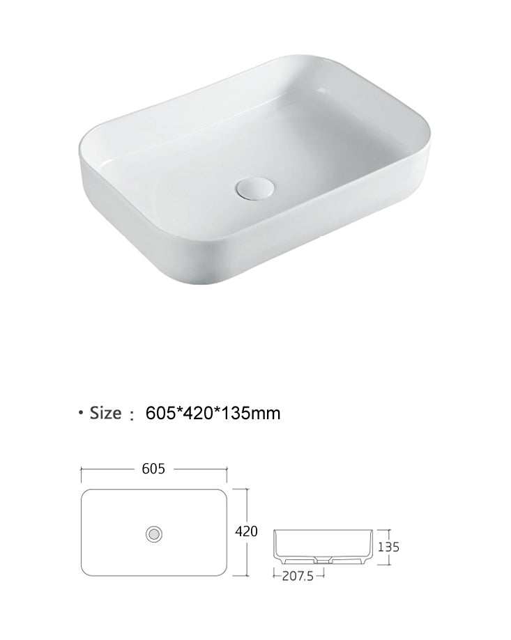 Luana Interiors - Counter Top Basin (605x420x135) - Image 5