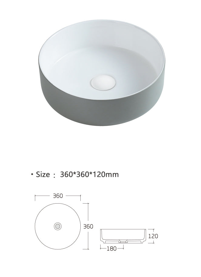Luana Interiors - Counter Top Basin Light Grey (360mm*360mm*120mm) - Image 5