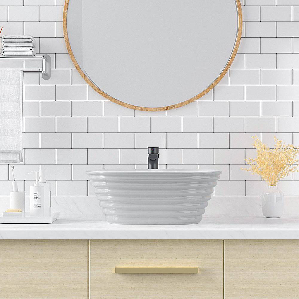 Luana Interiors - Counter Top Basin Light Grey with Texture(405mm*405mm*155mm) - Image 4