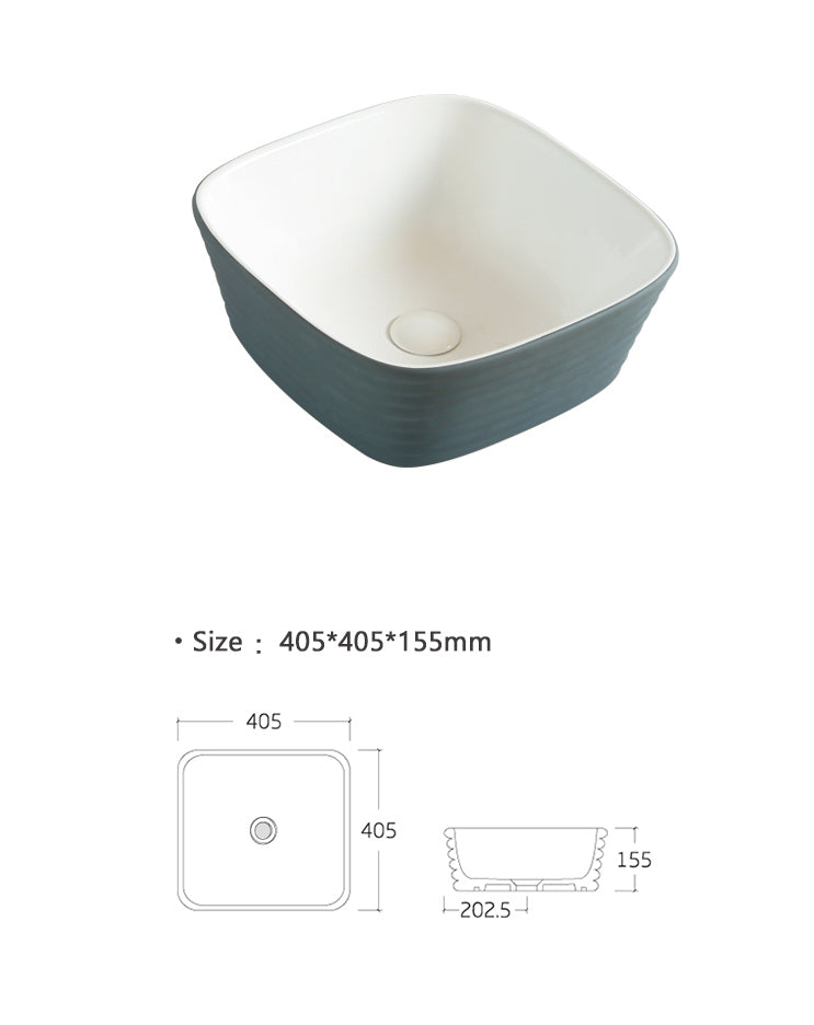 Luana Interiors - Counter Top Basin Light Grey with Texture(405mm*405mm*155mm) - Image 5