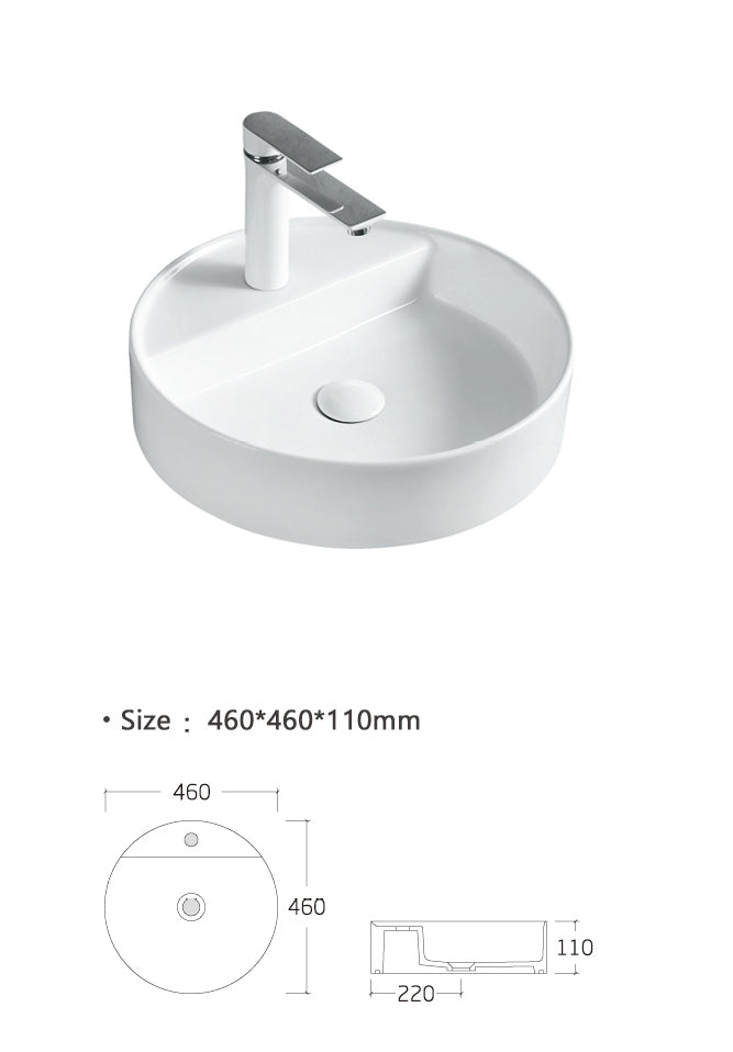 Luana Interiors - Counter Top Basin with One Tap Hole (460mm*460mm*110mm) - Image 5