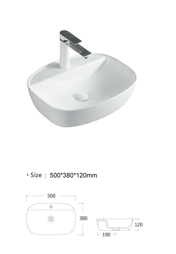 Luana Interiors - Counter Top Basin with One Tap Hole (500mm*380mm*120mm) - Image 5