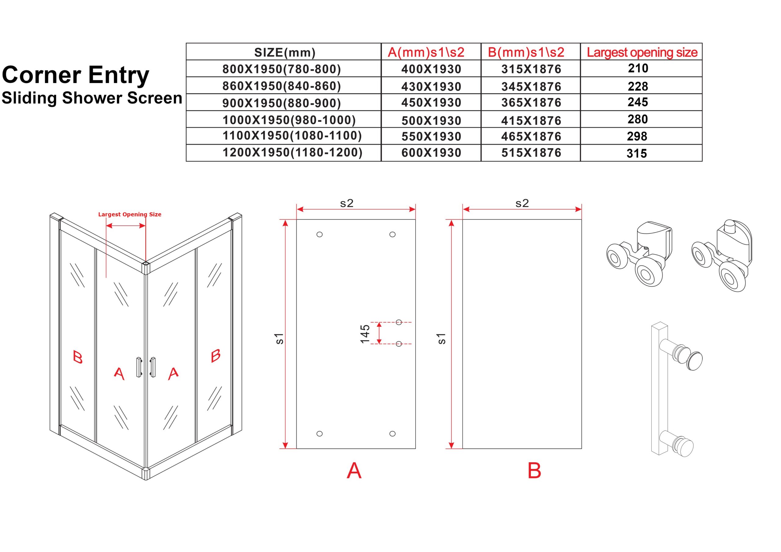 Corner Entry Sliding Shower Screen - Image 5