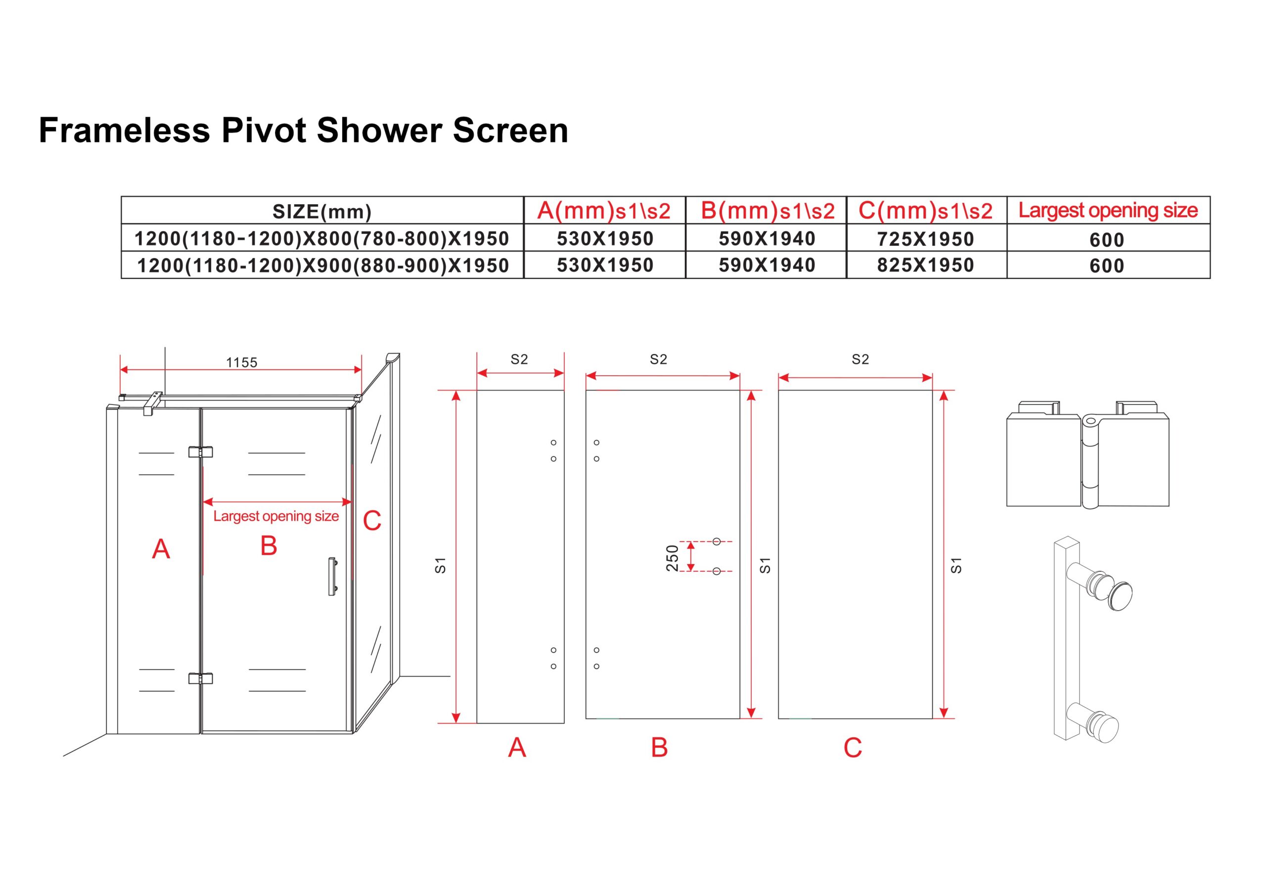 Frameless Pivot Corner Shower Screen - Image 6