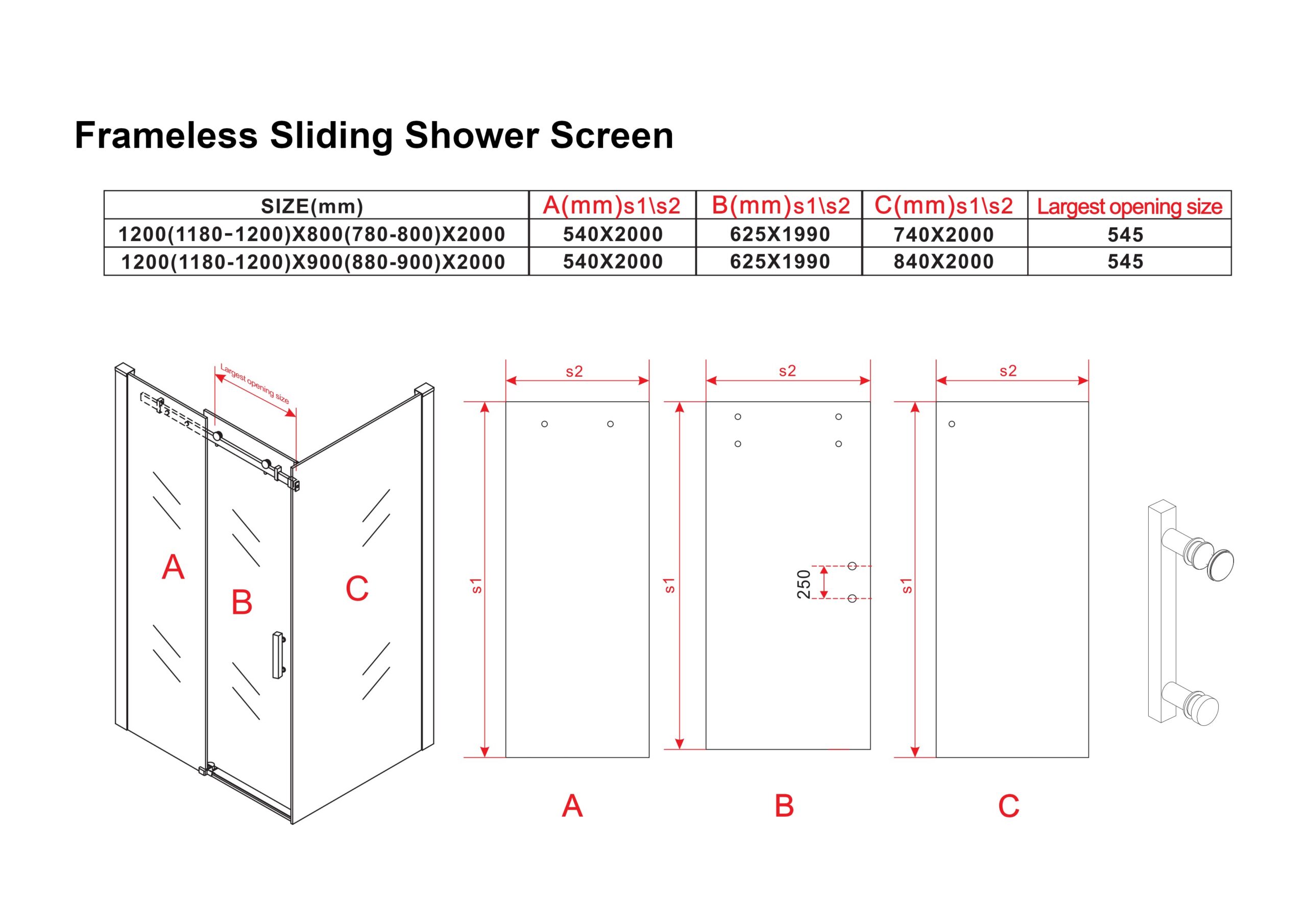 Frameless Sliding Corner Shower Screen - Image 6