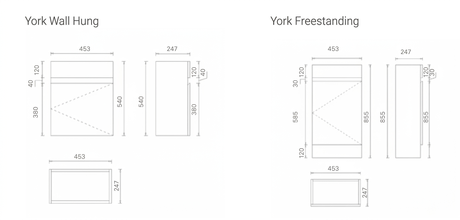 York Bathroom Vanity Collection | Wall Hung & Freestanding - Image 3