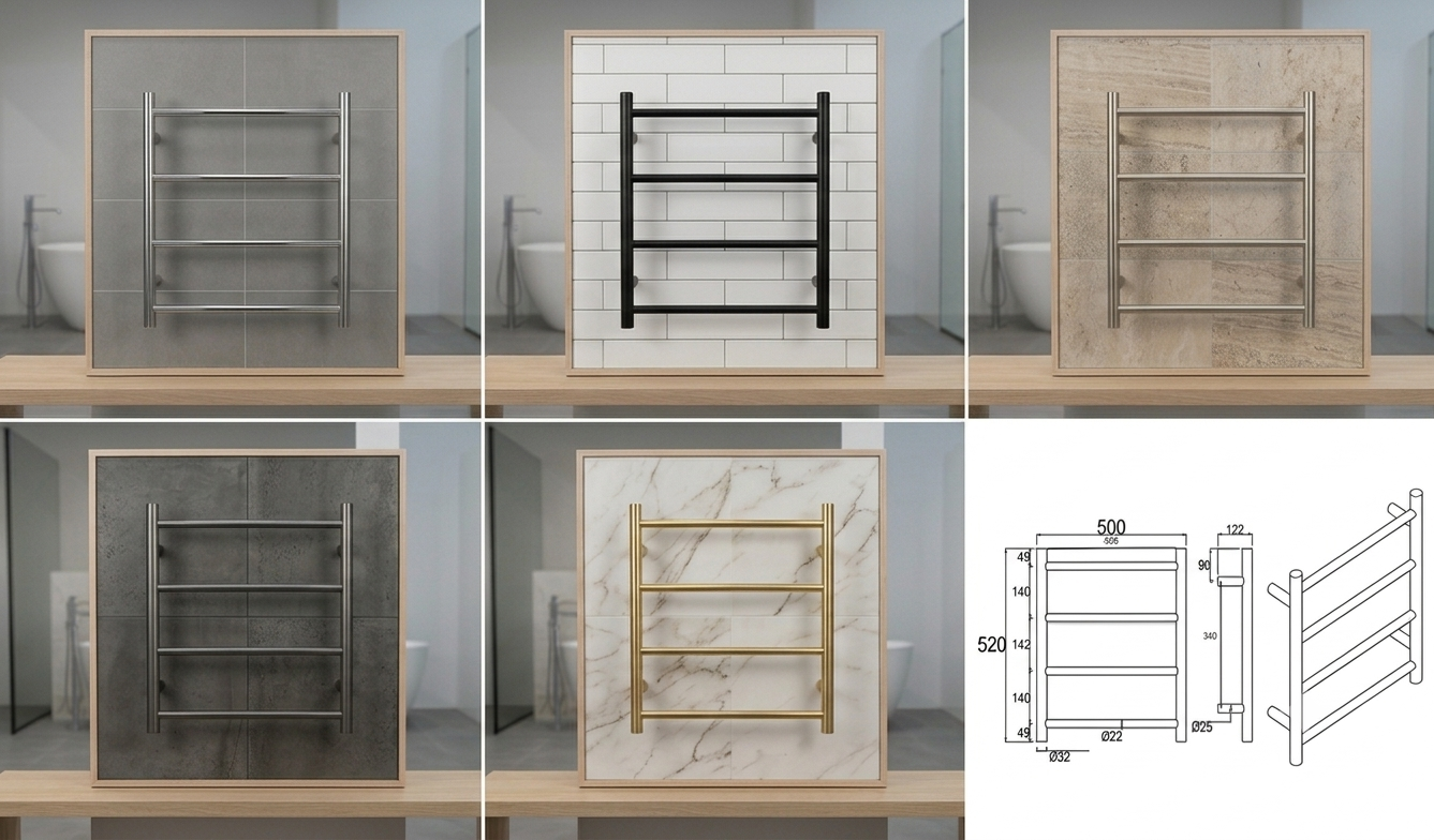 Round 4-Bar Electric Heated Towel Rail - Image 8