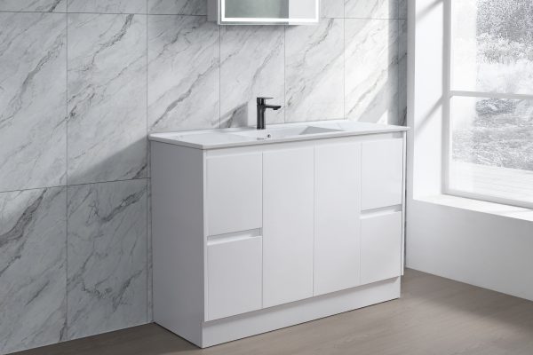 Floor Standing Minimalist Two Pack Vanity with Ceramic Top - Image 6
