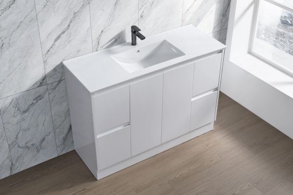 Floor Standing Minimalist Two Pack Vanity with Ceramic Top - Image 8
