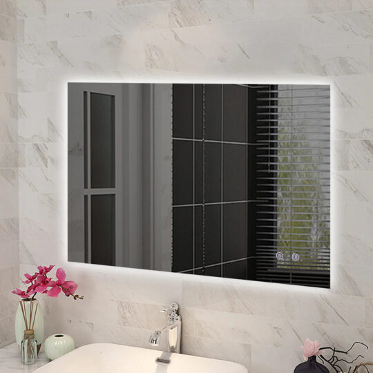 1200*800mmSharp Edge 3 Color Lighting Backlit LED Mirror Touch Sensor Switch Defogger Pad Wall Mounted