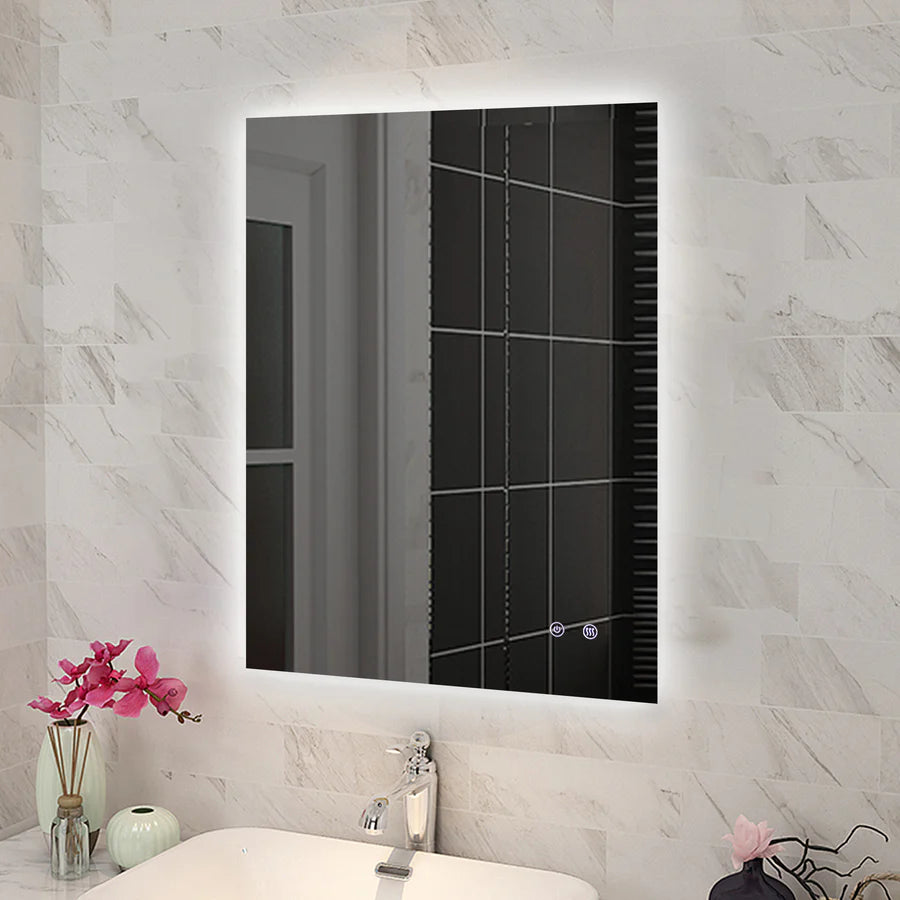 600x750mm Rectangle 3 Color Lighting LED Mirror Touch Sensor Switch Defogger Pad Wall Mounted Vertical or Horizontal