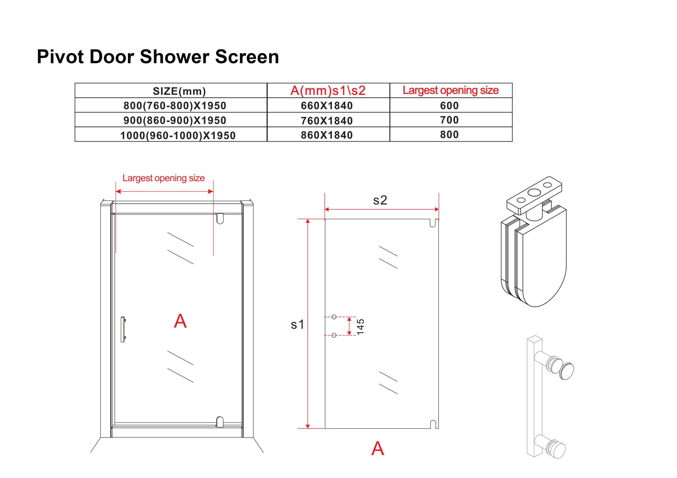 Pivot Door Shower Screen - Image 4