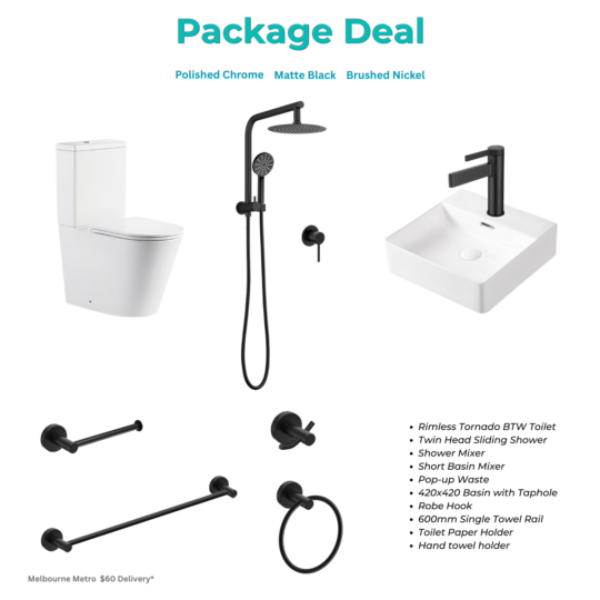 Bathroom Toilet Basin Mixer Showering Accessories Package Deal (3 Colour)