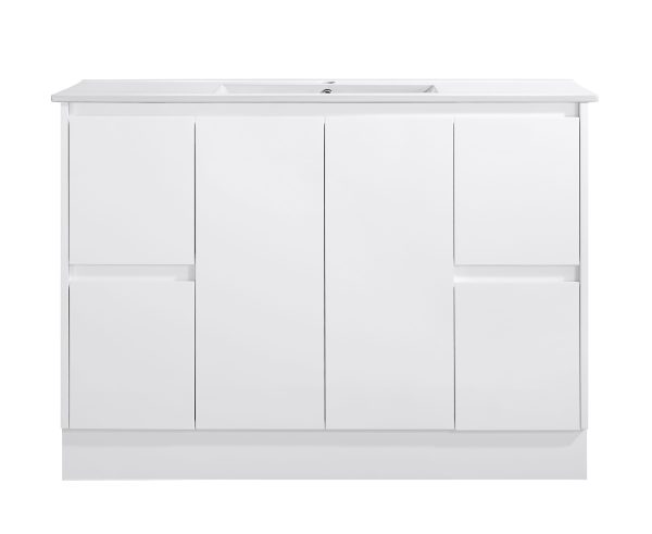 Floor Standing Minimalist Two Pack Vanity with Ceramic Top - Image 3