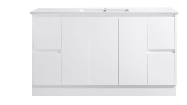 Floor Standing Minimalist Two Pack Vanity with Ceramic Top - Image 2