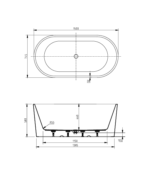 Prato Freestanding Bathtub - Image 4