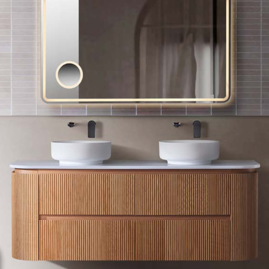 Bristol Collection - Fluted, Curved Wall Hung Vanity