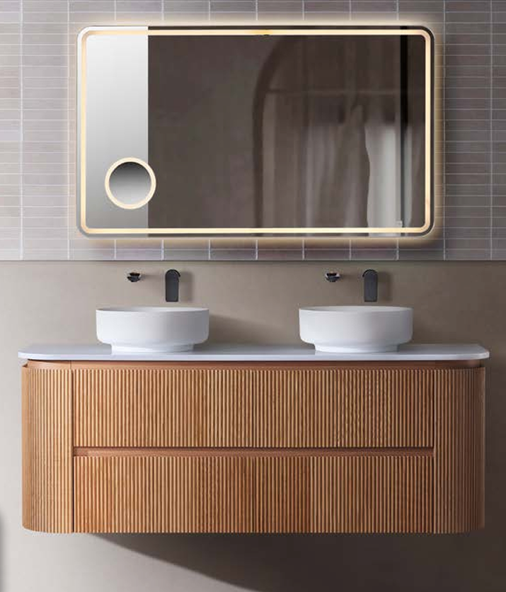 Bristol Collection - Fluted, Curved Wall Hung Vanity