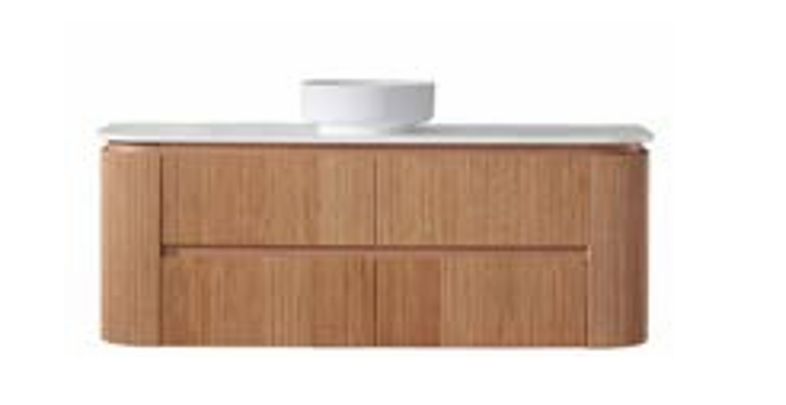 Bristol Collection - Fluted, Curved Wall Hung Vanity - Image 8
