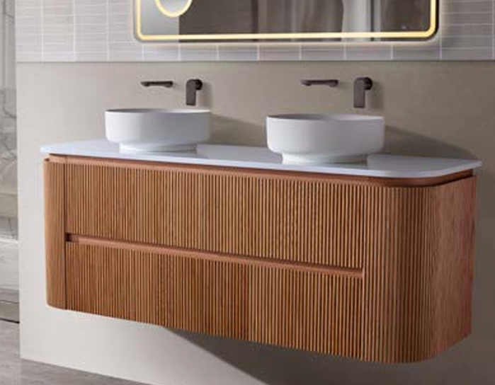 Bristol Collection - Fluted, Curved Wall Hung Vanity - Image 2