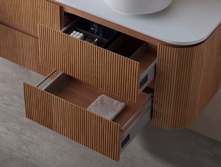 Bristol Collection - Fluted, Curved Wall Hung Vanity - Image 3