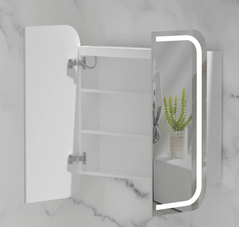Carysil Grand LED Shaving Cabinet — 750×800mm (Matte White) - Image 2
