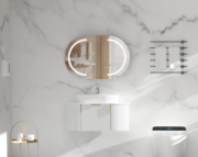 Carysil Mystic LED Shaving Cabinet — 900×600mm (Matte White, Oval Mirror)