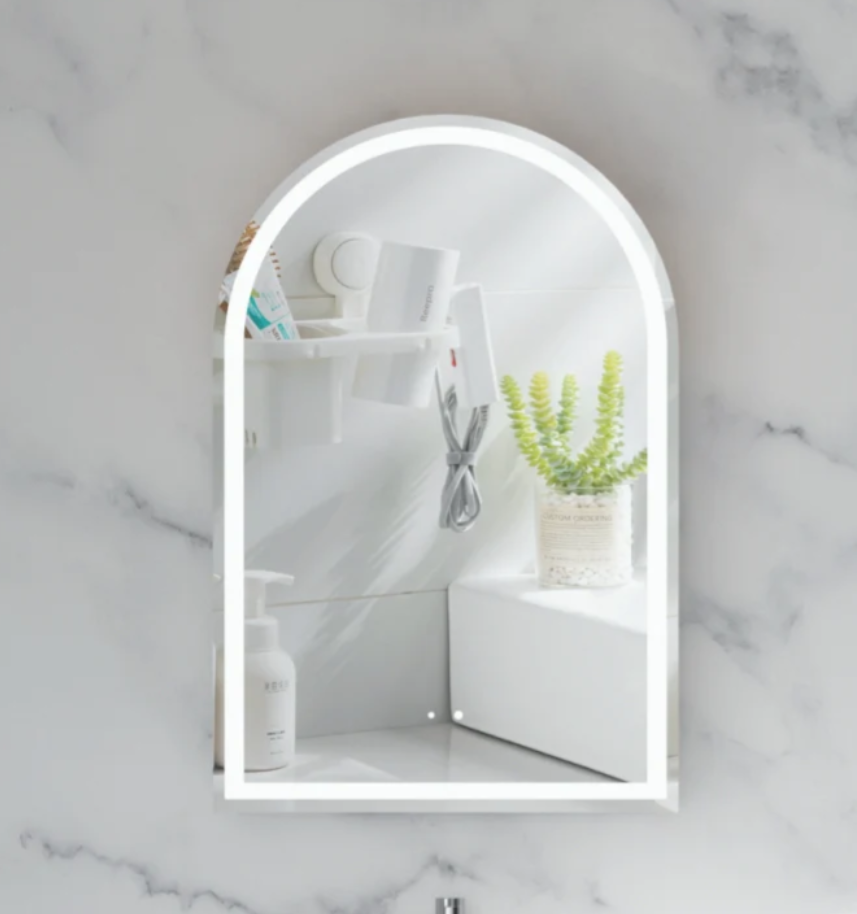 Carysil Imperial LED Shaving Cabinet — 450×900mm (Matte White, Arch Mirror) - Image 3