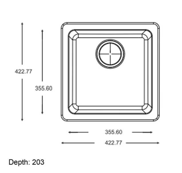 Granite Single Bowl Sink – 422 × 422 × 203 mm - Image 3