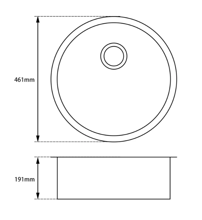 Granite Round Single Bowl Sink – 460 mm - Image 3