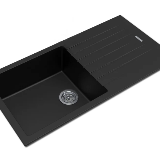 1000 × 500 × 200 mm Granite Stone Kitchen Sink with Drainboard — Top/Undermount