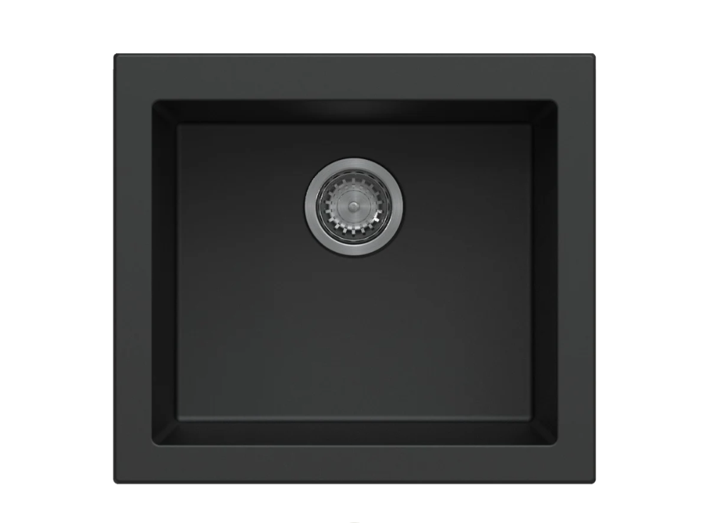 Carysil Maples Black Single Bowl Granite Kitchen Sink 540×473x240mm - Image 2