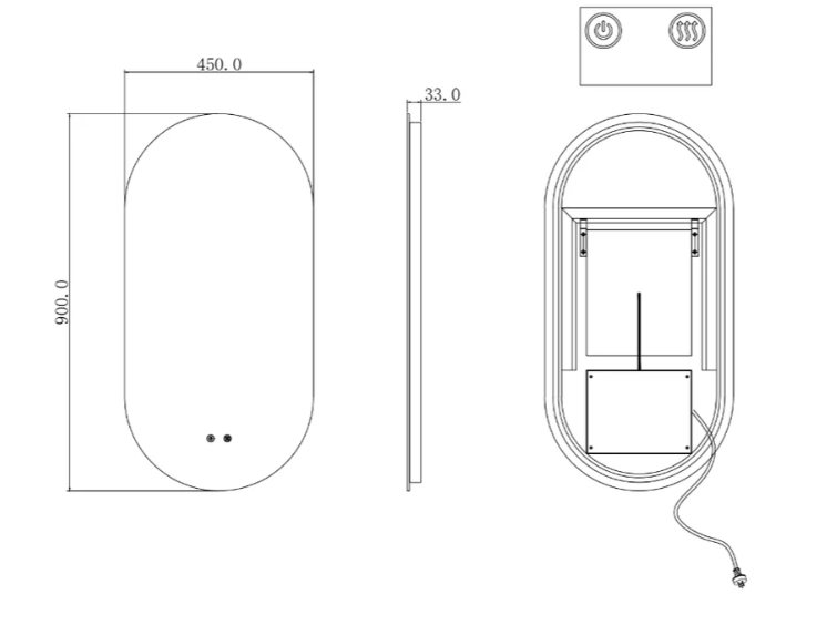 Oval Backlit LED Mirror — 450×900 mm - Image 2