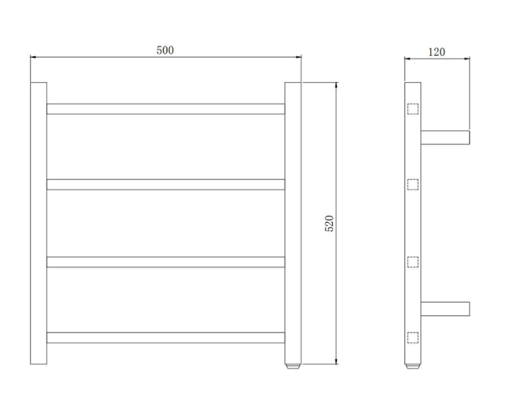 Square 4-Bar Electric Heated Towel Rail - Image 7