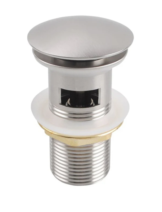 32/40mm Mushroom Top Solid Brass Basin Pop Up Waste with Overflow - Image 3