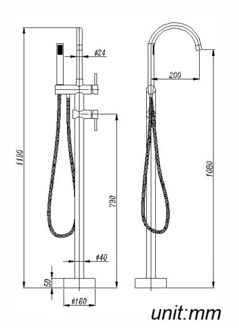 Freestanding Bath Mixer With Handheld Shower (ROUND) - Image 2