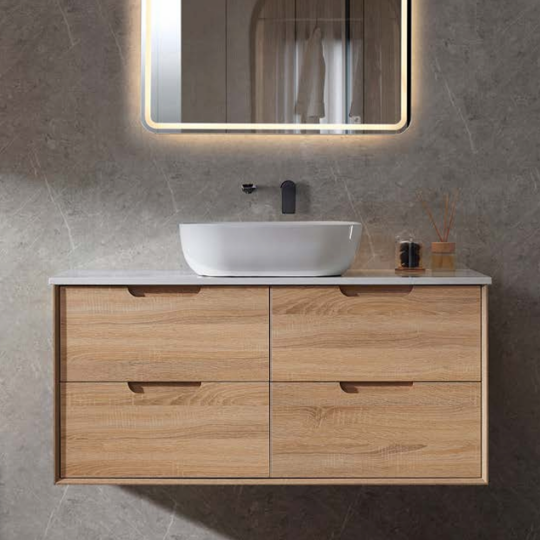 Mina Wall Hung Vanity Cabinet with Ceramic or Flat Stone Top