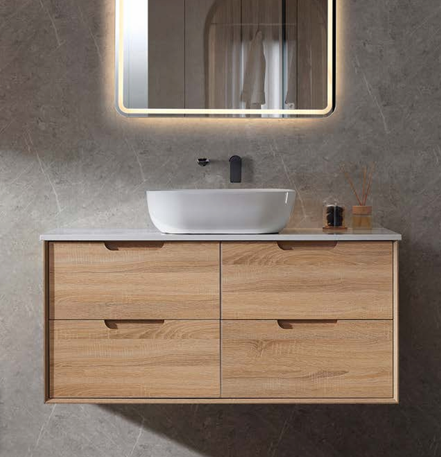 Mina Wall Hung Vanity Cabinet with Ceramic or Flat Stone Top
