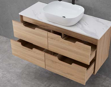 Mina Wall Hung Vanity Cabinet with Ceramic or Flat Stone Top - Image 6