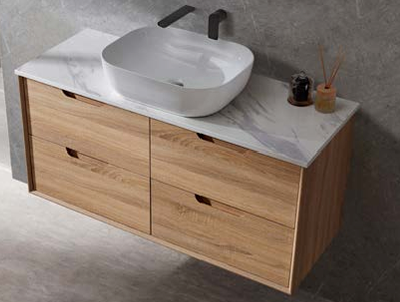 Mina Wall Hung Vanity Cabinet with Ceramic or Flat Stone Top - Image 5