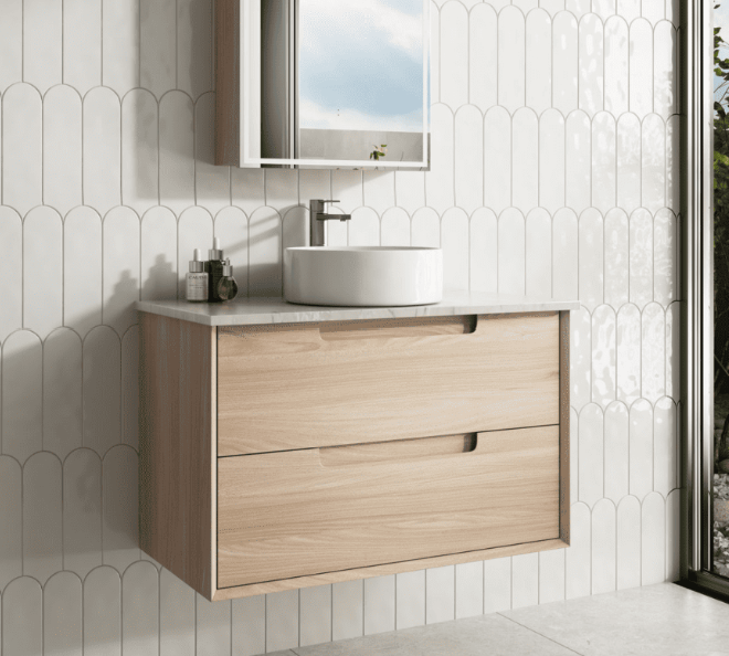 Mina Wall Hung Vanity Cabinet with Ceramic or Flat Stone Top - Image 4