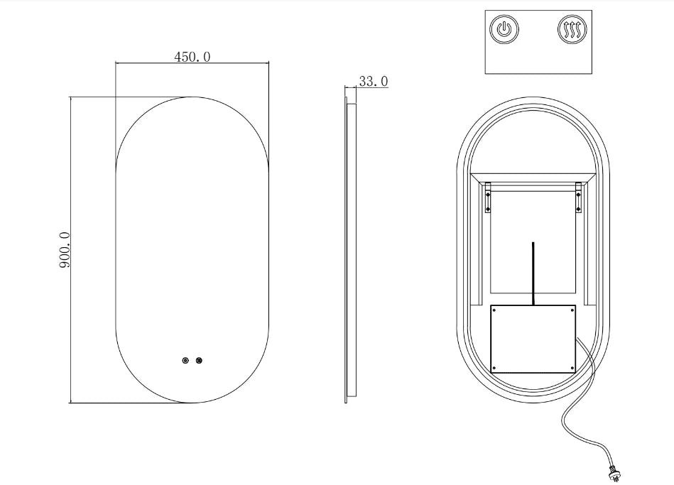 Oval Shape Backlit LED Mirror 900x(600 or 450)mm - Image 3