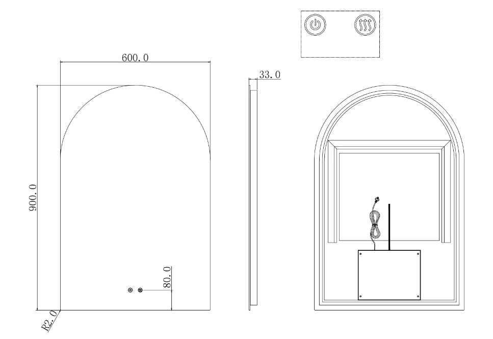 Uni-Arch Backlit LED Mirror 900x600mm (Framed options available) - Image 5