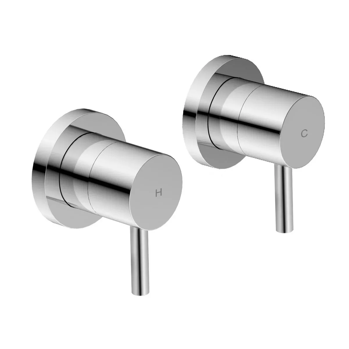 Luana Interiors -Round Bath Shower Taps in 3 Selectable Colors (Slim Trim) Polished Chrome
