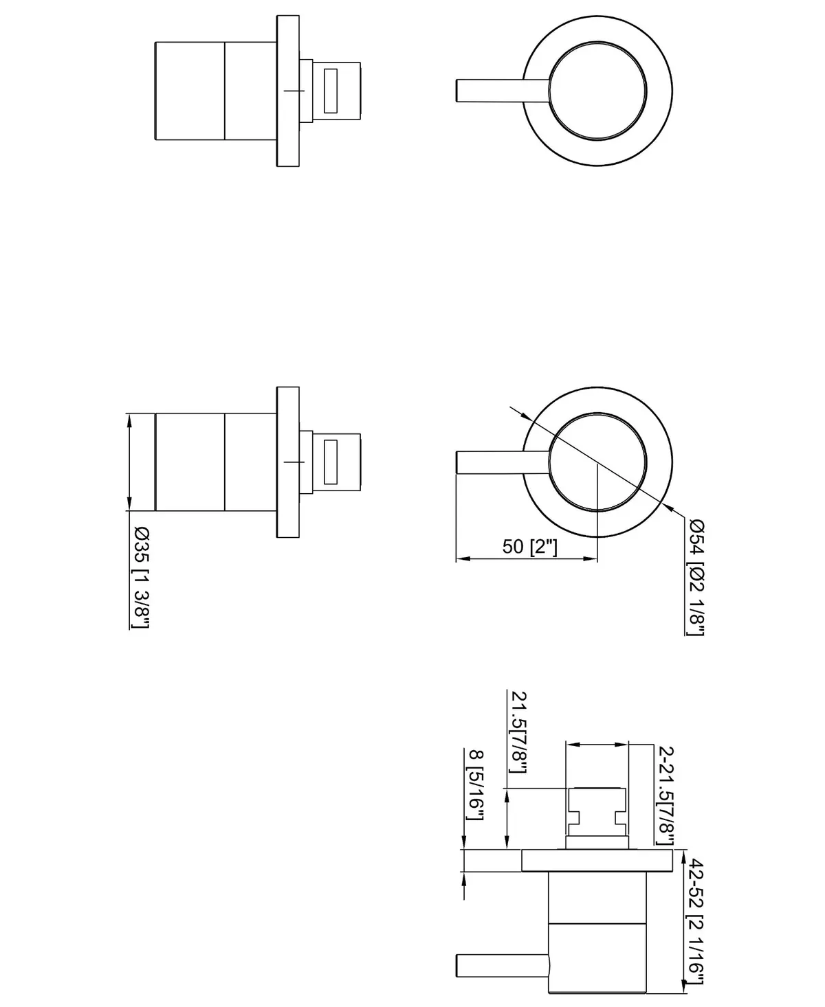 Luana Interiors -Round Bath Shower Taps in 3 Selectable Colors (Slim Trim) Polished Chrome - Image 3