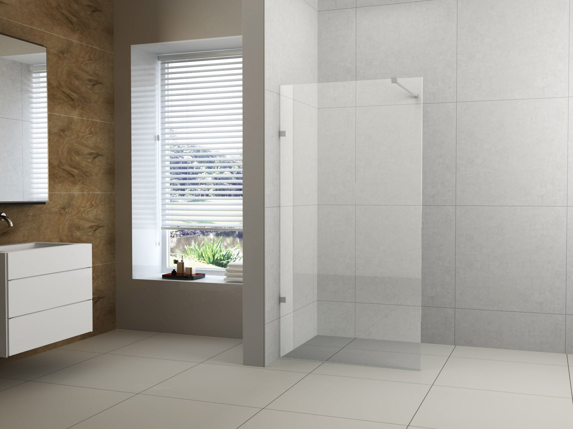 Walk In Shower Panel - Clear Glass with Clamp - Image 2