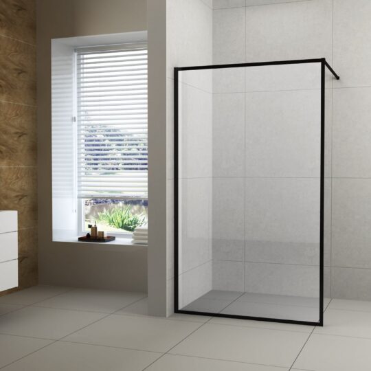 Walk In Shower Panel - Framed Matte Black